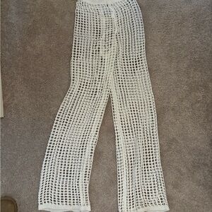 Princess Polly White Crochet Wide-Leg Pants